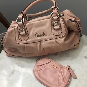 Coach metallic baby pink purse perfect for SPRING!